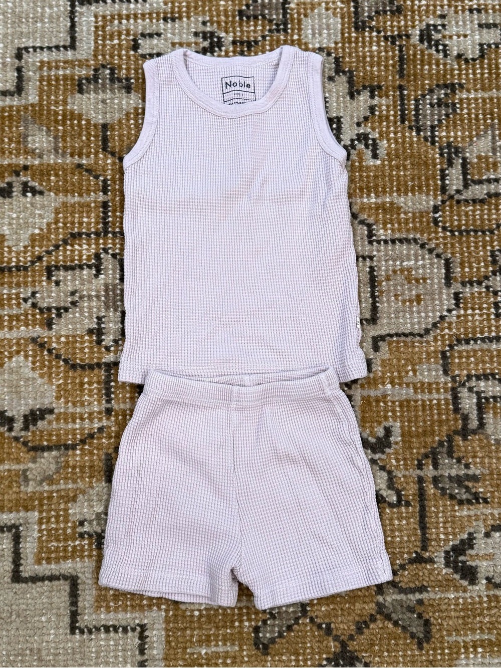 Noble Kids' Lavendar Waffle Tank & Shorts Set